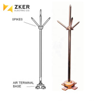 New design for 14mm brass  lightning rod to be mounted vertically on a pole or on roof top  for lightning protection system